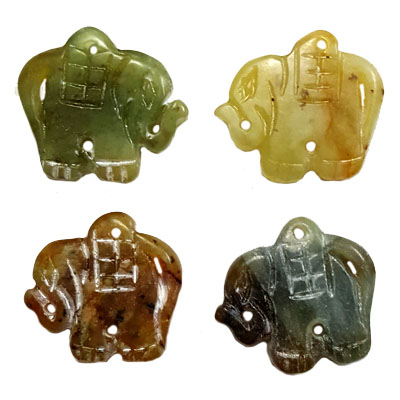 JADE SMALL PENDANT ELEPHANT 25X28MM MULTI (4 PCS)